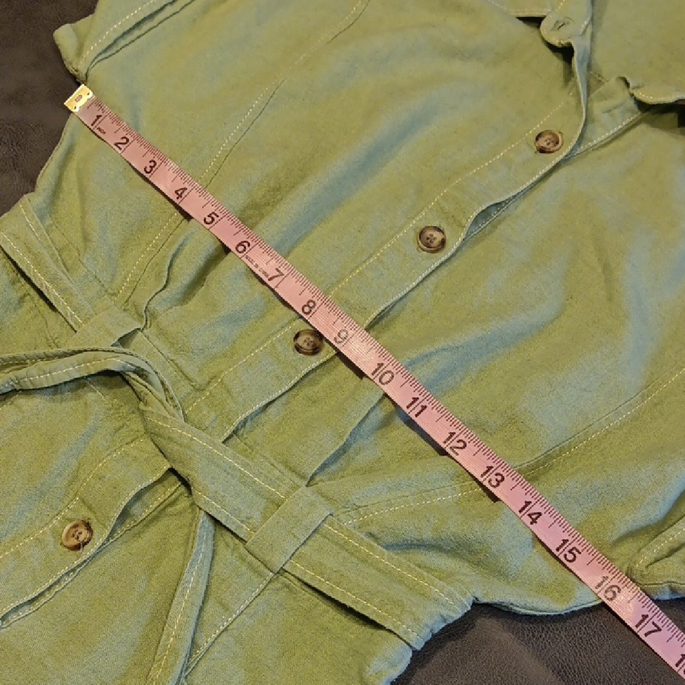Zara Sage Green Linen Blend Romper With Tie Belt - Picture 6 of 13